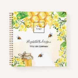 Logo für Bienenhonig Gelbe Blumenbezeichnung Notizblock