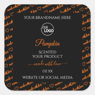 Logo für "Black and Orange Word Cloud Product Labe Quadratischer Aufkleber