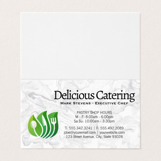 Logo für Blätter | Marmor Visitenkarten (Außenseite Aufgefaltet)