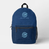 Logo für Blauer Denim-Stoff-Textur Bedruckter Rucksack (Vorderseite)