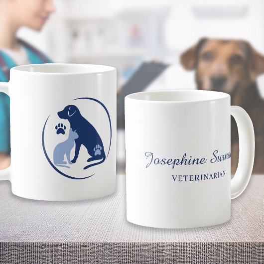 Logo für "Blauer Hund und Katze" oder Ihr eigenes Kaffeetasse