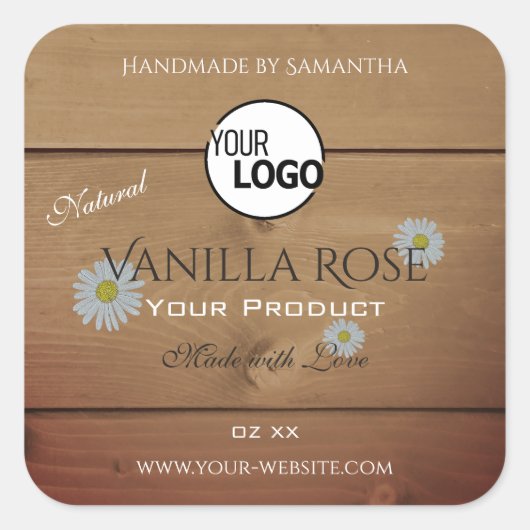 Logo für Blume für die Verpackung von Holzkörnern Quadratischer Aufkleber (Vorderseite)