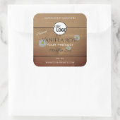 Logo für Blume für die Verpackung von Holzkörnern Quadratischer Aufkleber (Tasche)