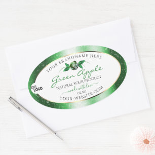 Logo für Blumenbezeichnungen von weißem grünem Gli Ovaler Aufkleber