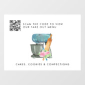 Logo für Blumengebäck | QR-Menü "Take Out" Fensteraufkleber (Blatt)