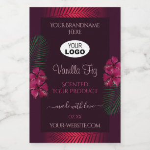 Logo für Burgundy Product Labels Hawaii Blume Blät Lebensmitteletikett