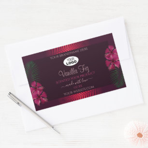 Logo für Burgundy Product Labels Hawaii Blume Blät Rechteckiger Aufkleber