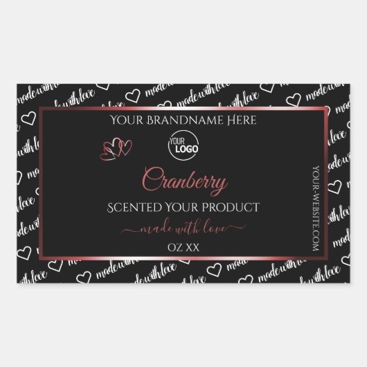 Logo für Cloud Red Product Labels in Schwarz und W Rechteckiger Aufkleber (Vorderseite)