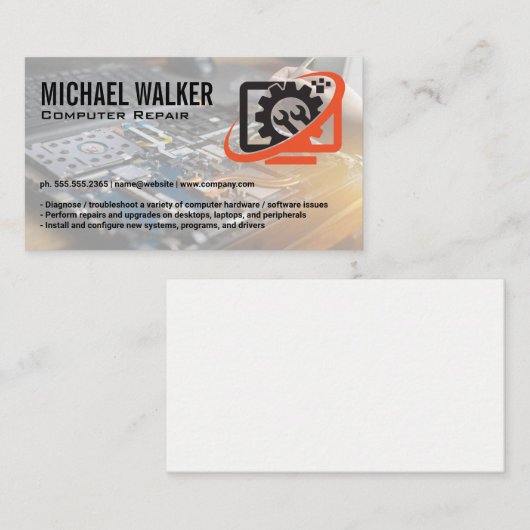 Logo für Computertechnik-Reparatur | Technikerarbe Visitenkarte (Vorne/Hinten)