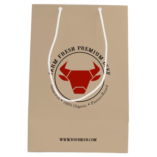Logo für "Custom Fresh Premium Beef Business" Mittlere Geschenktüte (Rückseite)