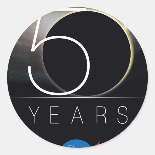 Logo für das 50-jährige Jubiläum der NASA Runder Aufkleber (Vorderseite)