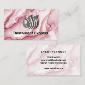 Logo für das Abendessen im Restaurant | Catering-V Visitenkarte (Vorne/Hinten)
