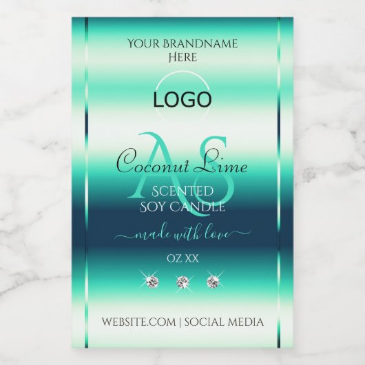 Logo für das aquamarine, schimmernde Produktlabel Lebensmitteletikett (Einzelnes Label)