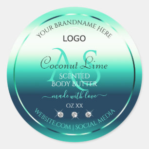 Logo für das aquamarine, schimmernde Produktlabel Runder Aufkleber