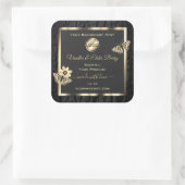 Logo für das Black Tree Bark Wood Grain Gold-Produ Quadratischer Aufkleber (Tasche)