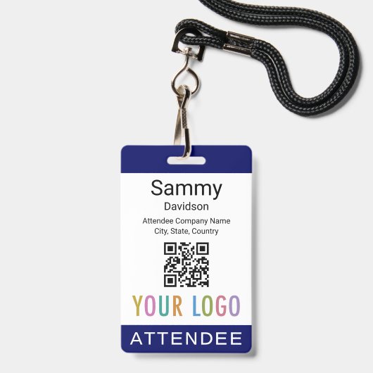 Logo für das Blue-Attendededededee-Event-Abzeichen Ausweis (Vorderseite mit Lanyard)