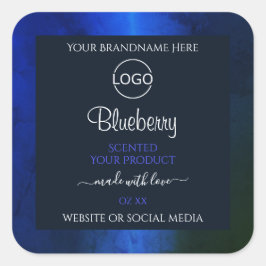 Logo für das elegante blaue Marmormuster Quadratischer Aufkleber