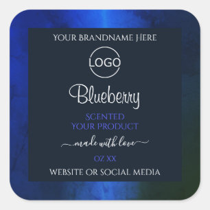 Logo für das elegante blaue Marmormuster Quadratischer Aufkleber