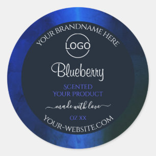 Logo für das elegante blaue Marmormuster Runder Aufkleber