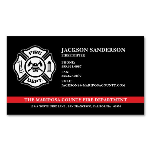 Logo für das Feuerwehrteam der Custom Fire Departm Magnetische Visitenkarte (Vorderseite)