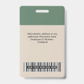 Logo für das Foto "Sage Green Beige Employee" Ausweis (Rückseite)