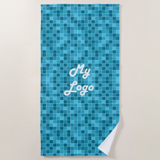 Logo für das Geschäft mit Blauen Fliesen Strandtuch (Vorderseite)