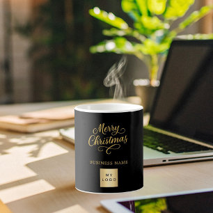 Logo für das Geschäft mit schwarzem Weihnachtsgold Kaffeetasse