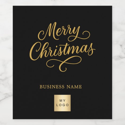 Logo für das Geschäft mit schwarzem Weihnachtsgold Weinetikett (Einzelnes Label)