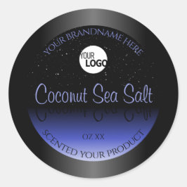 Logo für das Glitzer "Schwarz-Blau-Markenzeichen" Runder Aufkleber