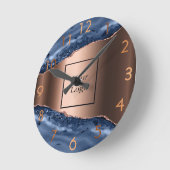 Logo für das Goldgeschäft der Rose Blauer Marmor Runde Wanduhr (Winkel)