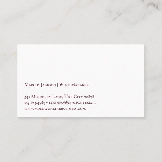 Logo für das Logo "Wine Glass and Bottle" mit ausd Visitenkarte (Rückseite)