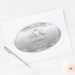 Logo für das Luxussilber-Label Diamonds Monogram Ovaler Aufkleber