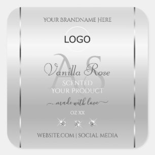 Logo für das Luxussilber-Label Diamonds Monogram Quadratischer Aufkleber