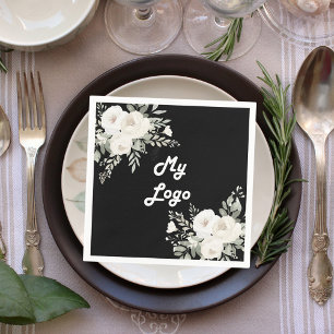 Logo für das Schwarz-weiße Blumengeschäft Serviette
