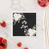Logo für das Schwarz-weiße Blumengeschäft Serviette (Beispiel)