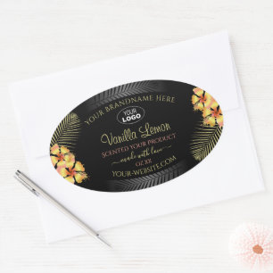 Logo für das schwarze Produktetikett Gelbe Hawaii- Ovaler Aufkleber