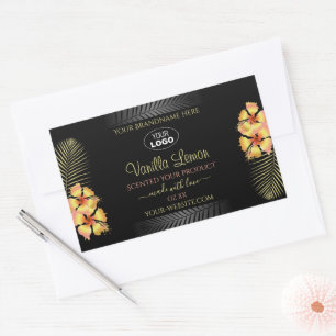 Logo für das schwarze Produktetikett Gelbe Hawaii- Rechteckiger Aufkleber