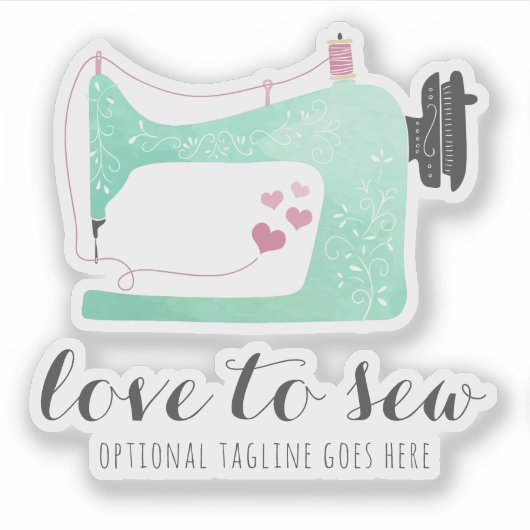 Logo für das Shabby Chic des Wasserfarbennähmaschi Aufkleber (Vorderseite)