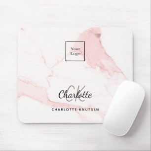 Logo für das Unternehmen aus rosafarbenem Marmor Mousepad