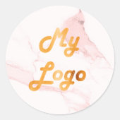Logo für das Unternehmen aus rosafarbenem Marmor Runder Aufkleber (Vorderseite)