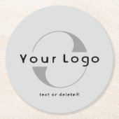 Logo für das Unternehmen "Grau + Schwarzer Text" Runder Pappuntersetzer (Vorderseite)