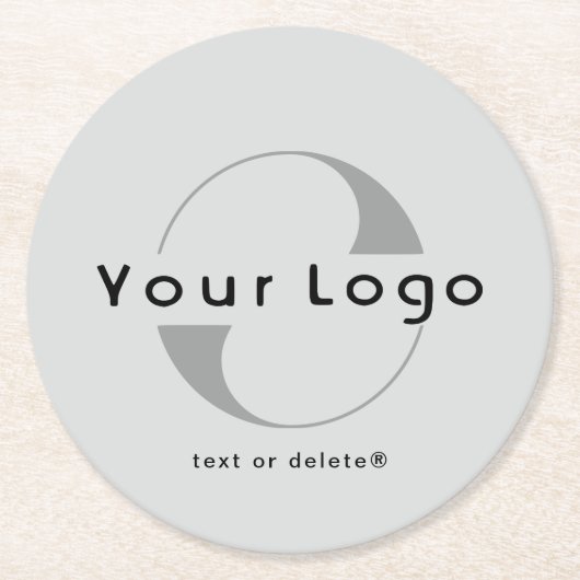 Logo für das Unternehmen "Grau + Schwarzer Text" Runder Pappuntersetzer (Vorderseite)
