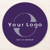 Logo für "Deep Lila + White Text Company Business" Runder Pappuntersetzer (Vorderseite)