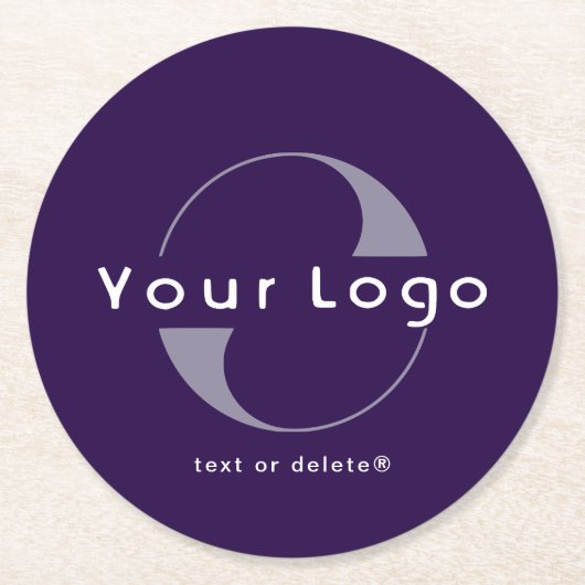 Logo für "Deep Lila + White Text Company Business" Runder Pappuntersetzer (Vorderseite)