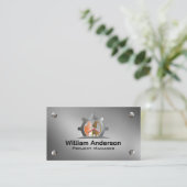 Logo für den Bau eines Baggers | Metallschrauben Visitenkarte (Stehend Vorderseite)