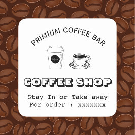 Logo für den Coffee Shop Quadratischer Aufkleber