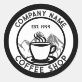 Logo für den Coffee Shop Runder Aufkleber (Vorderseite)