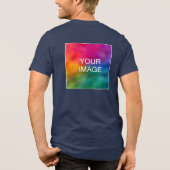 Logo für den Kundentext Navy Blue Mens auf zwei Se Tri-Blend Shirt (Rückseite)