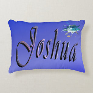 Logo für den Namen von Joshua auf blau, Dekokissen