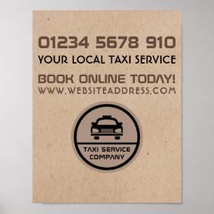 Logo für den schwarzen Taxi-Karton, Kraftpapierwer Poster